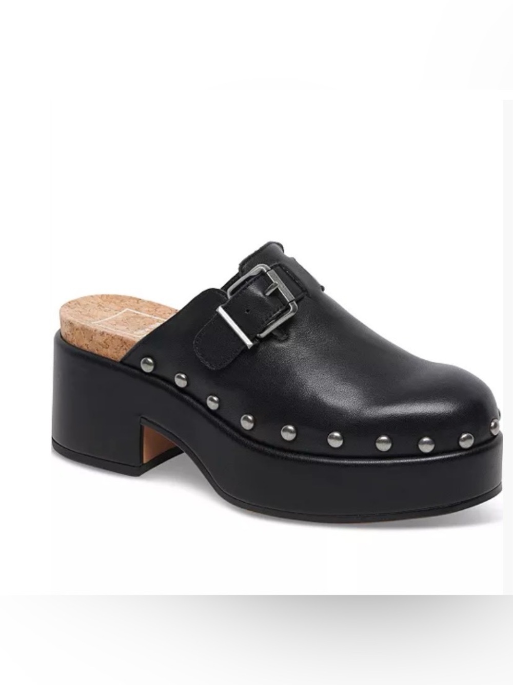 DOLCE VITA Yevan Buckled Studded Platform Clogs Black Sz 7.5 (retail $150)